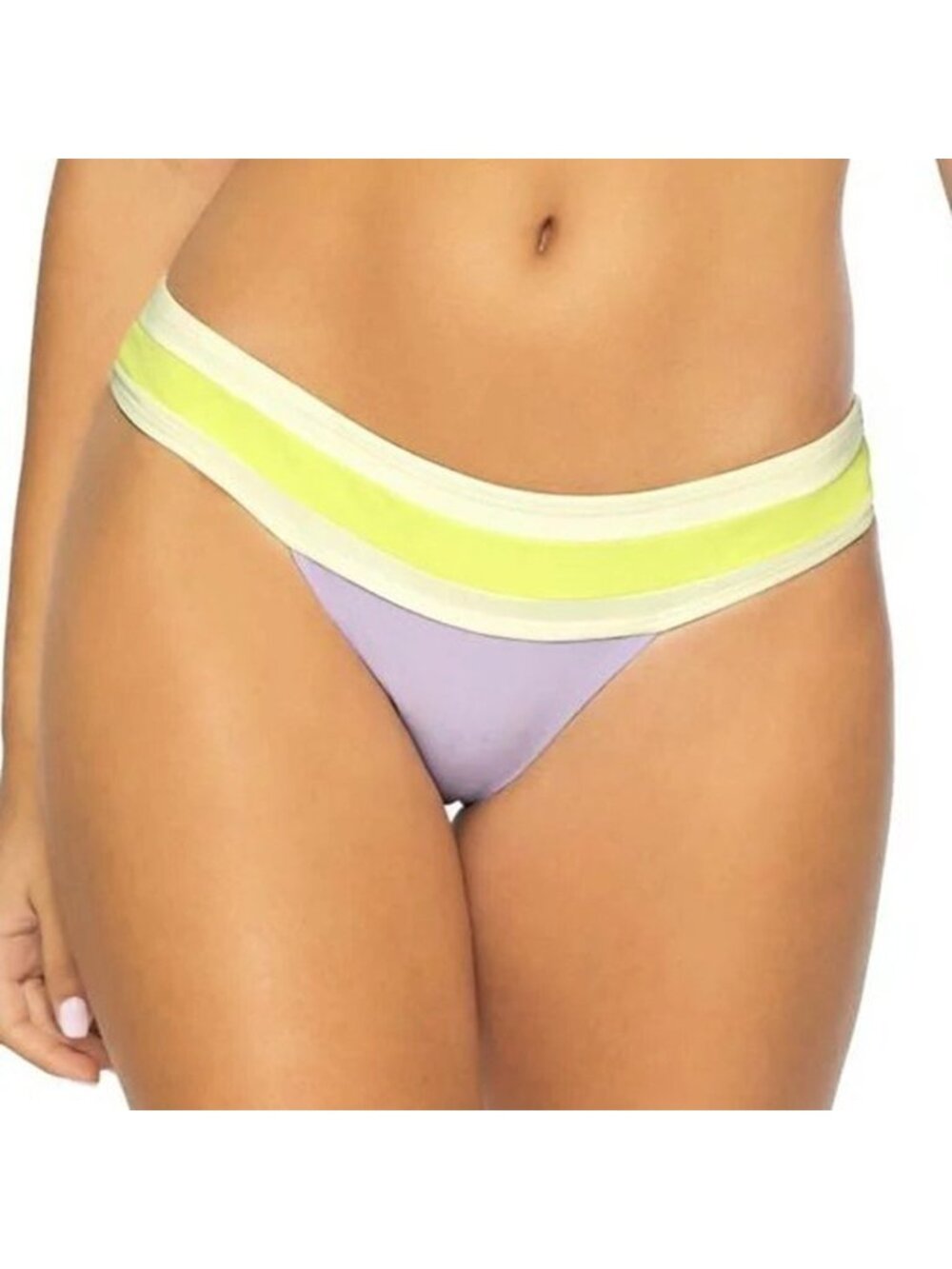 PilyQ Swim Lavendar Yellow Banded Bikini Bottom LAV-285-F Size Small
